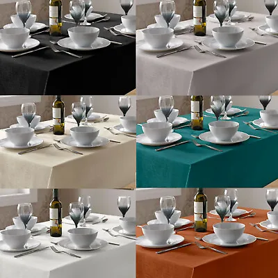 Table Cloth Linen Look Plain Dye. Choice Of Colours & Sizes • £6.99