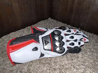 Motorcycle Leather Gloves Racing Street Full Protection White Red Black • $160