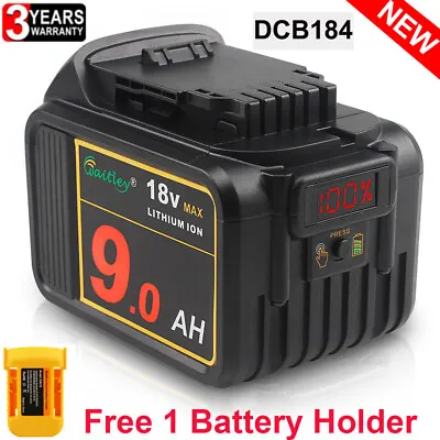 Fit For Dewalt DCB184 18V Li-Ion 9Ah Max Slide Battery Pack With LED Display • £39.47