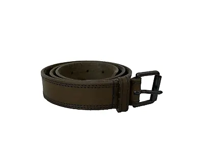 Vintage Next Olive English Saddle Leather Waist Belt Size Uk 12 Buckle (box3/5) • £18.95