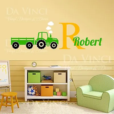 Custom Name Monogram Wall Decal Sticker Vinyl Farm Truck Tractor Room Nursery • $21.99