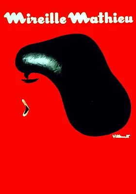 $51 • Buy Red & Black Mireille Mathieu Decorative Poster. Fine Graphic Design. 2866