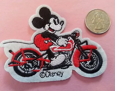 Motorcycle MICKEY MOUSE  -  Rides A  Motorcycle Iron On Patch NEW • $3.99