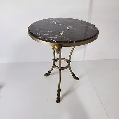 Elegant Maison Jansen Rams Head Hoof Table Stainless Steel & Brass Side Table • $699.99