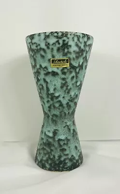 Vintage Mid Century Modern Scheurich Green Glaze Waisted Pottery Vase 244 17 • $33.95