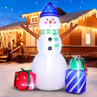 5 FT Christmas Inflatables Snowman With Colorful Gift Boxes Blow Up LED Lighted • $56.98