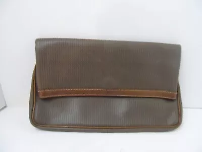 CHARLES JOURDAN Actif Olive Green/Brown Clutch Bag Faux Leather Authentic • $39.99