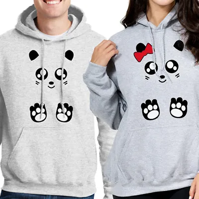 Nwt Panda Teddy Bear Couple Matching Valentines Day Light Gray Hoodie Sweatshirt • $23.99
