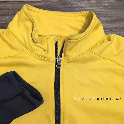 Livestrong Nike Men Full Zip Track Jacket Drifit Size Medium Black And Yellow • $25.91