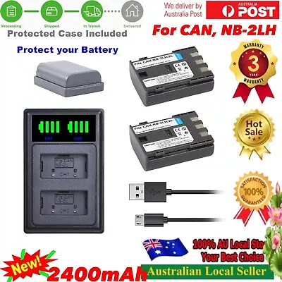 2x 2400mAh NB-2LH Battery + Dual Charger For Canon MD160 MD205 MD215 MD216 MD225 • $38.90