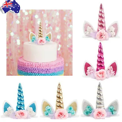 3D Unicorn Cake Topper Birthday Party Cake Decoration Topper Ears Eyelash Child • $10.40