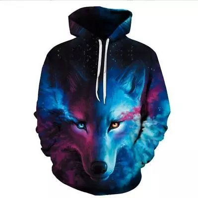 3D Animals Wolf Mens Womens Hoodie Sweatshirt Hoody Jumper Pullover Tops AU • $27.99