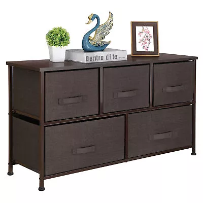 Chest 5-Fabric Drawer Sturdy Closets Bedroom Storage Cabinet Brown Dressers  • $44.58