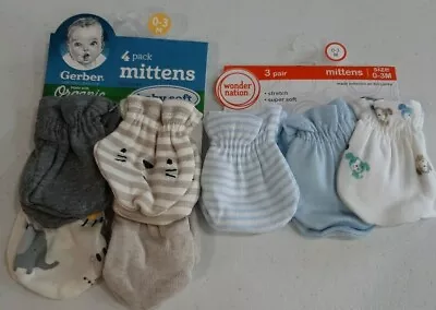 Gerber Wonder Nation Baby Boys 7 Pack Mittens NEW Size 0-3 Months Safari Puppy • $11.88