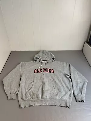 Vintage Y2K Nike Ole Miss Rebels Hoodie Sweatshirt L Stitch Center Swoosh Pocket • $29.95