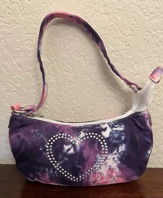 Undee Bandz Tie Dye Mini Bag - Y2K - Pink/Purple W/ Sequin Heart Design • $7.50