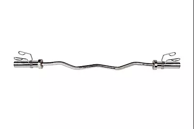 Chrome Olympic Curl Bar Barbell Heavy Duty EZ With Spring Collars • $209.95