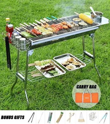 Luxury Package Charcoal BBQ Grill Camping Cooking Outdoor Portable Stainless Ste • $65