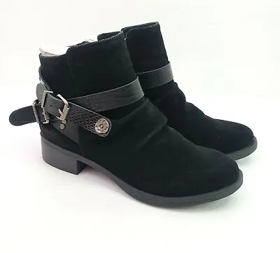 Blowfish Malibu Vegan Womens Size 6.5 Black Side Zip Strappy Ankle Bootie Boots • $42.89