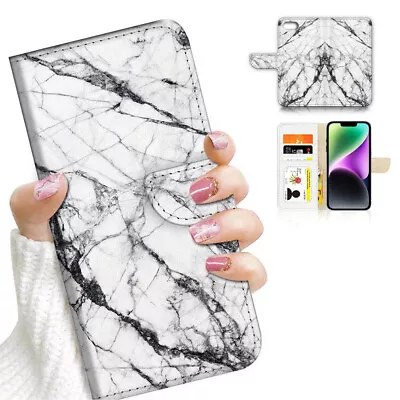 ( For IPhone 8 ) Wallet Flip Case Cover AJ26070 White Marble • $16.99