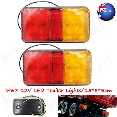 $23.49 • Buy 2Pcs LED Trailer Lights Taillight Lamp Stop Indicator 12V/24V CAMPER Boat Truck