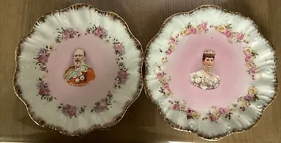 H.r.h. King Edward Vii & H.r.h. Queen Alexandra - Pair Of Lattice Plates • £9.99