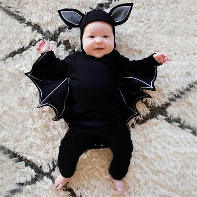 New Halloween Toddler Baby Boys Girls Cosplay Bat Costume Romper Hat Outfits Set • £9.91