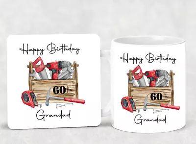 Personalised Birthday 18th 21st 40th 50th 60th 80th Mug Cup With Coaster Tools  • £11.99