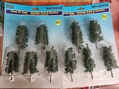 Rock Island Hobby 024102 HO/N Scale 4.33  Forest Fir Trees (Pack Of 5) Lot Of 2 • $29.99