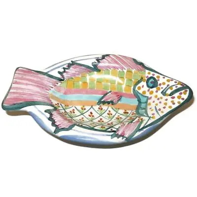 Mackenzie Childs FISH STORY Hand Painted Pink Fins Salad Bowl Plate 7 5/8  (A) • $53.09
