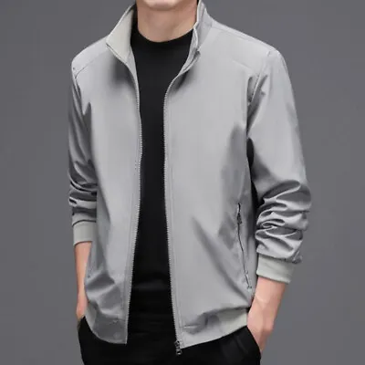 Men Front-Zip Jacket Coat Softshell Windbreaker Stand Collar Casual Outwear Chic • $70