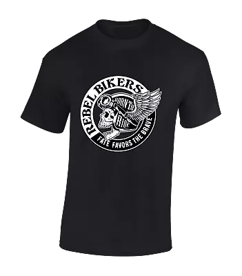 Rebel Bikers Mens T Shirt Motorbike Death Skull Design Motorcycle Biker Top • £8.99