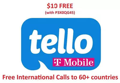 TELLO (T-Mobile): Cellular Service With FREE International Calls To 60 Countries • $0.99