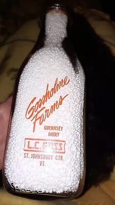 Vintage St. Johnsbury Ctn. VT Milk Bottle Quart Gossholme Dairy Farm • $25
