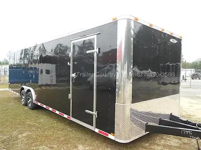 New 2024 8.5 X 28 8.5x28 Black Enclosed Race Cargo Car Hauler Trailer - Loaded! • $11495