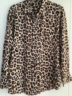 Zara Leopard Print Long Sleeve Loose Fiting Shirt Size L • $5.68