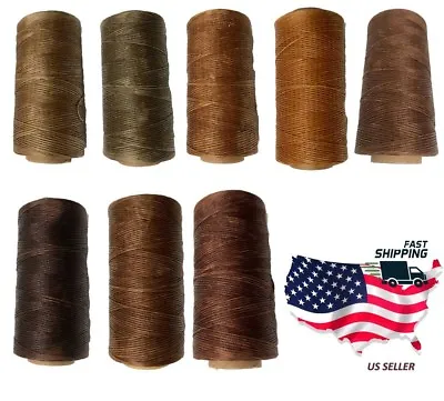 $5.99 • Buy 0.8mm 284Yards Brown Colors Flat Waxed Thread Leather Hand Sewing Stiching Cord
