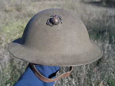 WWI USMC US Marine M1917 AEF Helmet EGA Punched Hole Original Complete DOUGHBOY • $292.55