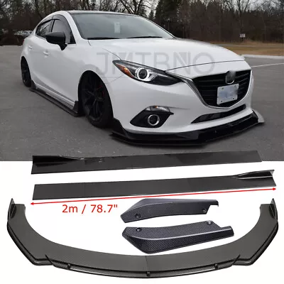 For Mazda 3 5 Sedan Hatchback Side Skirt Front & Rear Bumper Lip Splitter Carbon • $199.49