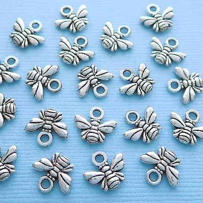 20 Antique Silver Bee Charms Pendant Jewellery Making • £2.35