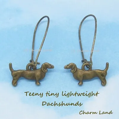 Dachshund Earrings Dog Earrings Bronze 08058 Boho Chic Retro Charm Land • $7.99