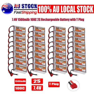 100C 2S LiPo Battery 1500mAh 7.4V Deans T Plug For RC Car Helicopter Boat Drone • $28.49