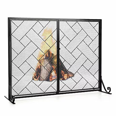 2-Panel Fireplace Screen W/ Double Door Fire Spark Guard Safety Fence • $74.99