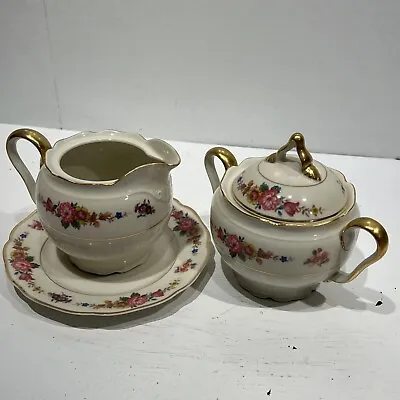 Sugar Bowl Creamer Set HAAS & CZJZEK (H&C)-CORONADO-BOHEMIA-c1930-Annette • $34.16