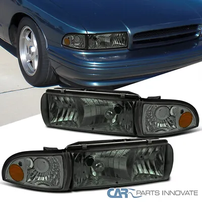 $119.95 • Buy Fit Chevy 91-96 Caprice 94-96 Impala Smoke Headlights+Tinted Corner Signal Lamps