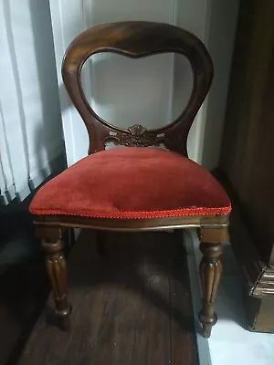 $130 • Buy Victorian Balloon Back Crimson Velvet Childrens Chair Or Vintage Doll Display 