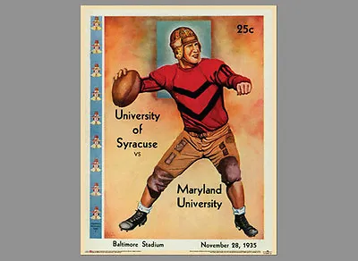$24.99 • Buy MARYLAND TERRAPINS FOOTBALL Vs Syracuse 1935 Vintage Program Cover 22x28 POSTER
