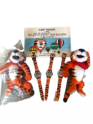 Vtg 1997 Tony The Tiger Plush Toys 3 Watches And Capt. Phogg Balloon Book LOT • $17.81