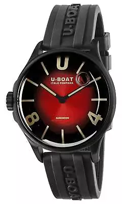 U-Boat Darkmoon Black PVD Red Dial Black Rubber Strap Quartz Mens Watch 9501 • $779