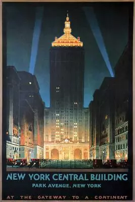 New York Central Building Vintage Travel Laminated Poster 24x36 • $16.98